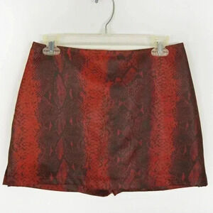 Vintage 90s Red  Black Snake Skin Animal Print Skort (Skirt and Shorts)